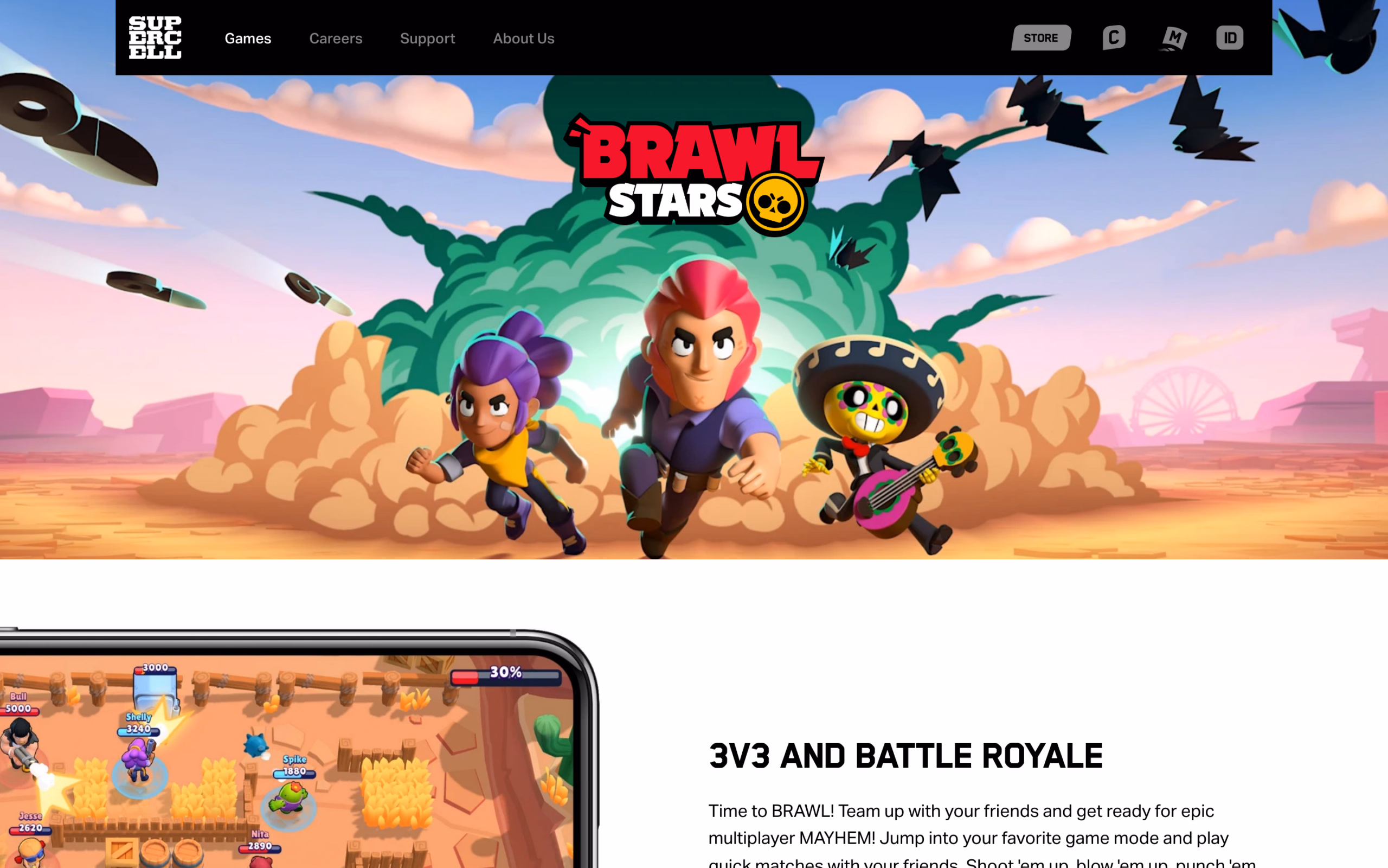 Главный экран Brawl Stars — магазин с гемами и пропусками, где обычная оплата российской картой не проходит