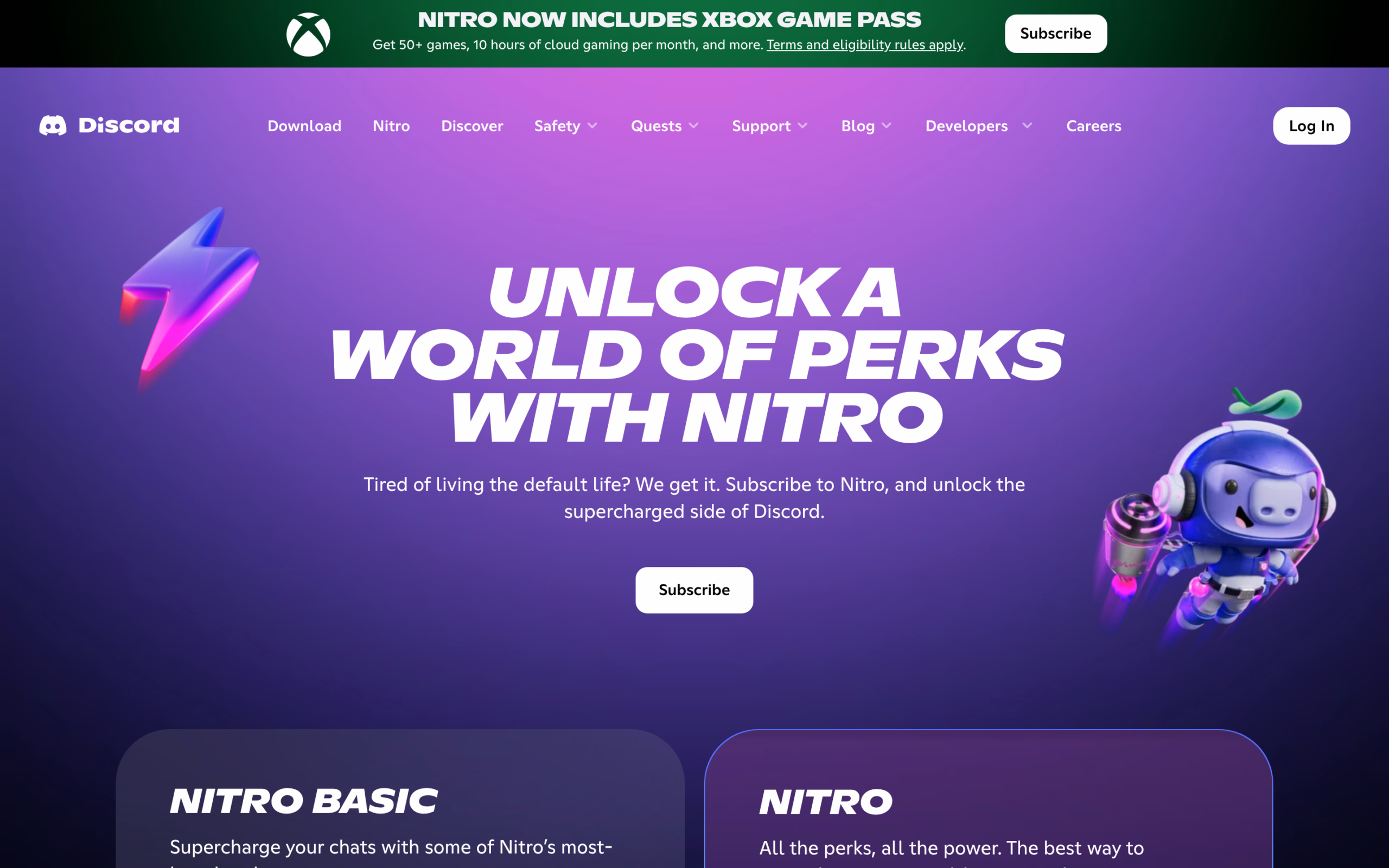 Discord Nitro — экран выбора подписки внутри приложения, где обычно вылезает ошибка оплаты для российских карт