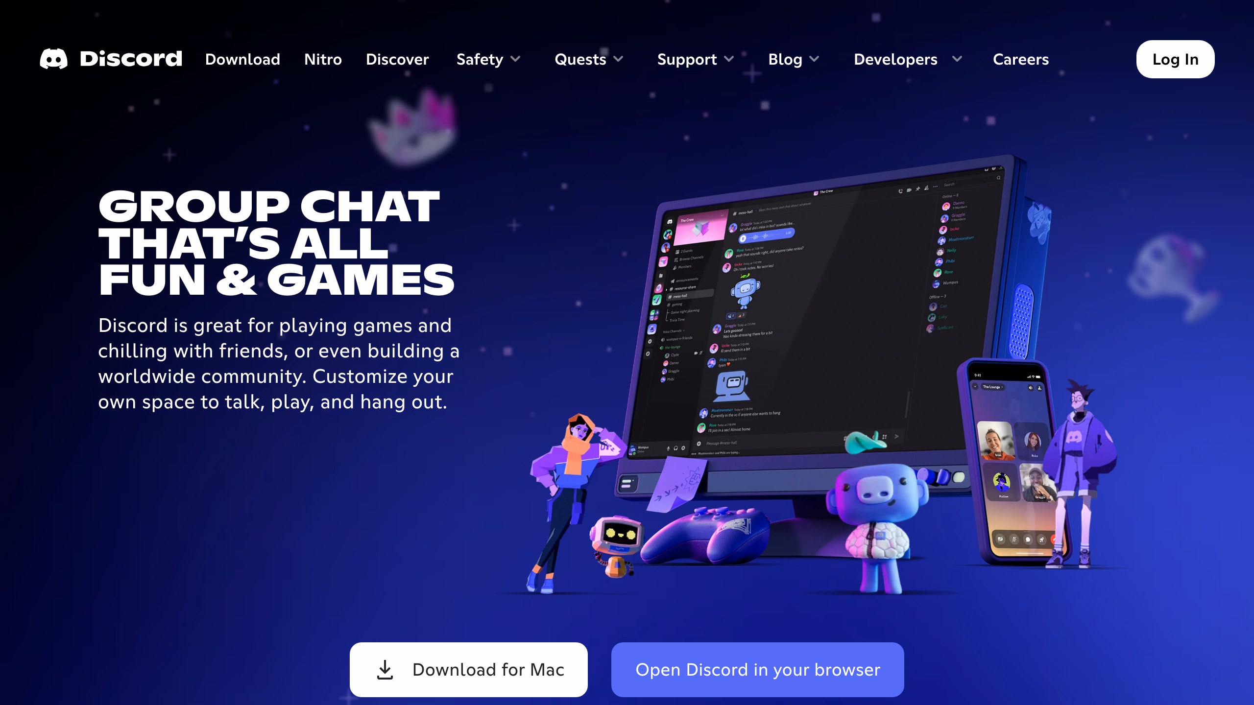 Discord — официальная главная страница мессенджера для геймеров