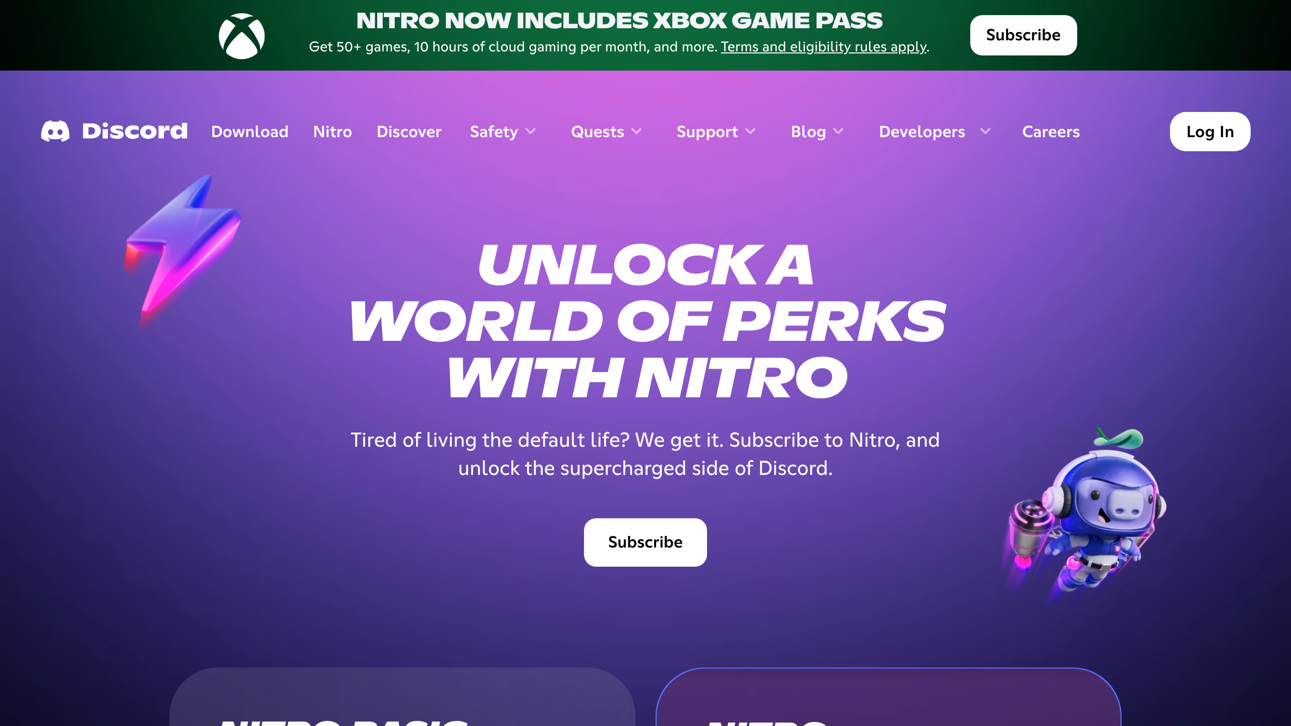 Discord Nitro — официальная страница подписки на discord.com