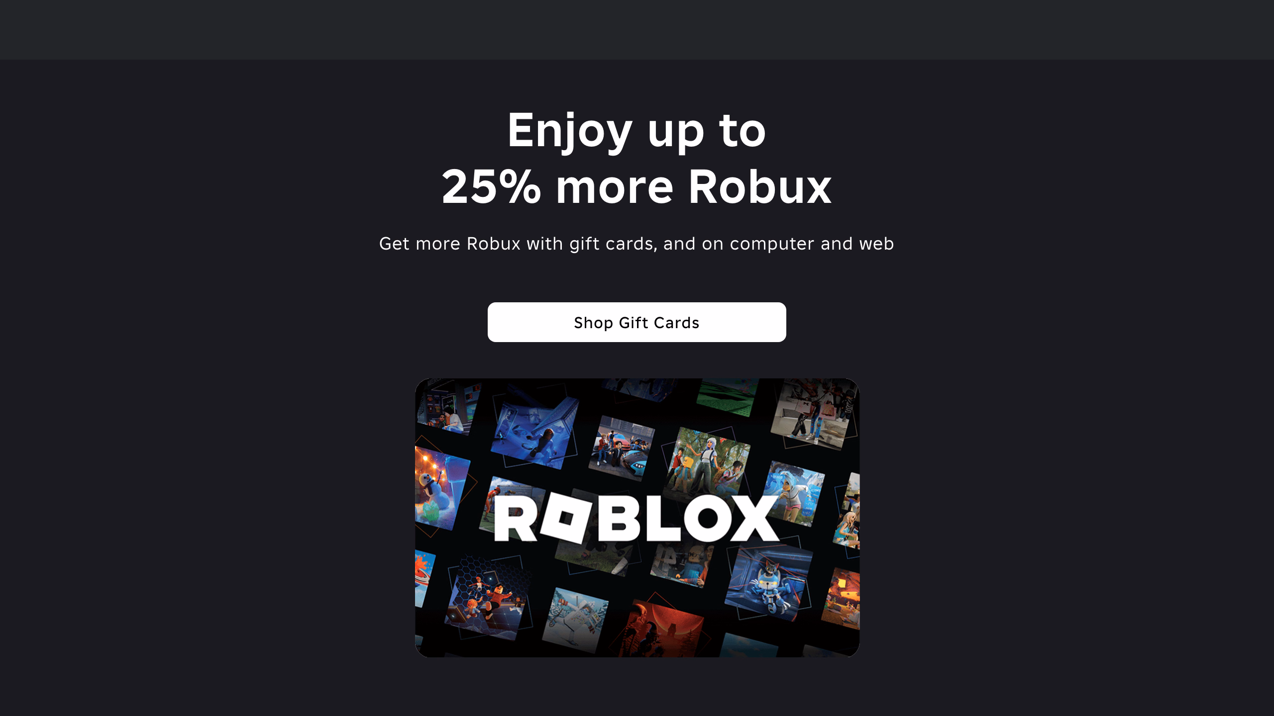 Roblox Gift Cards — официальная страница подарочных карт Roblox