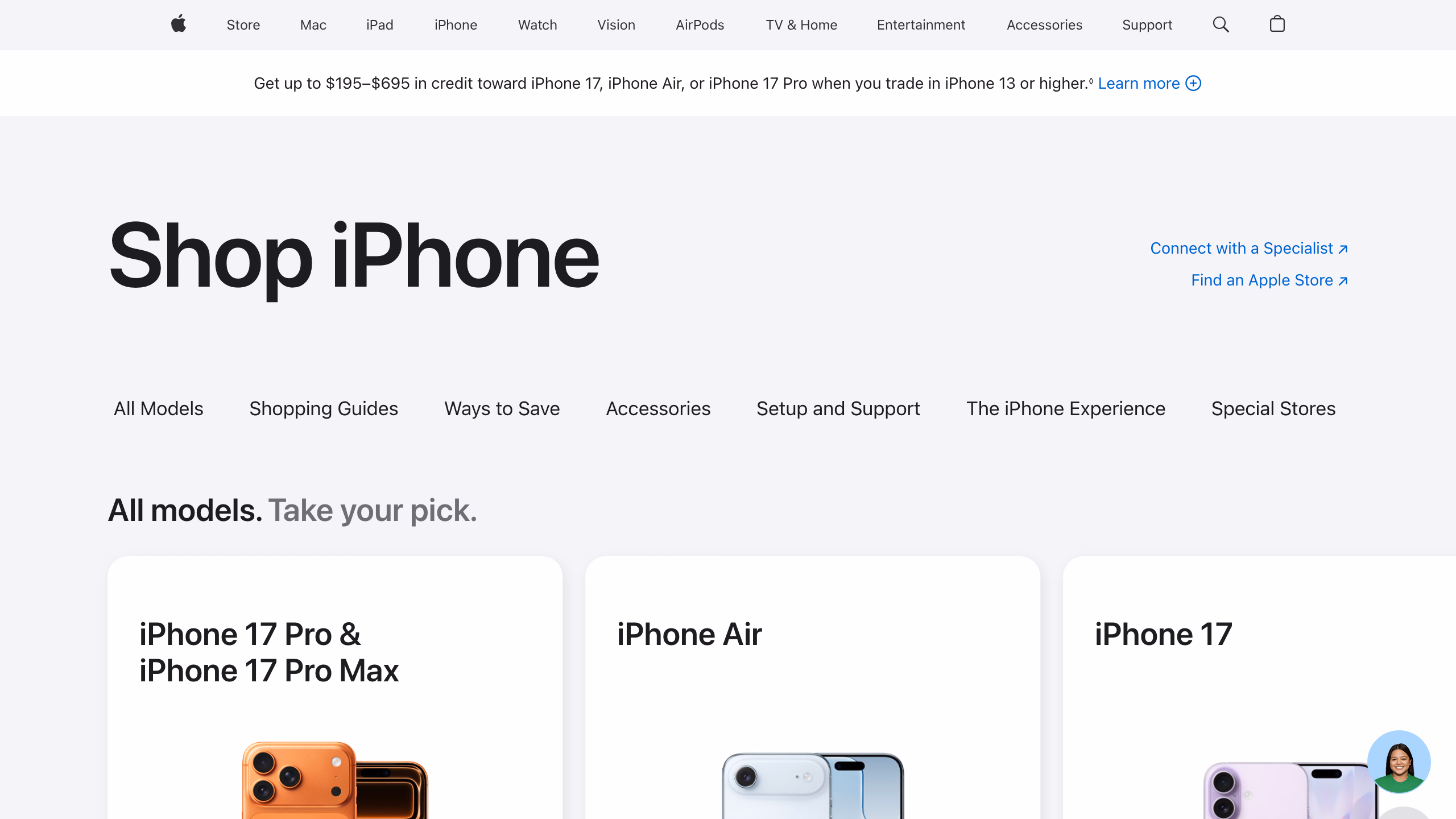 Apple Shop — раздел покупки iPhone на apple.com