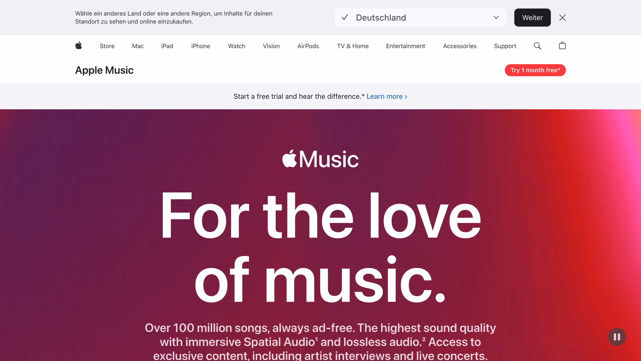 Apple Music — официальная страница музыкального стриминга Apple