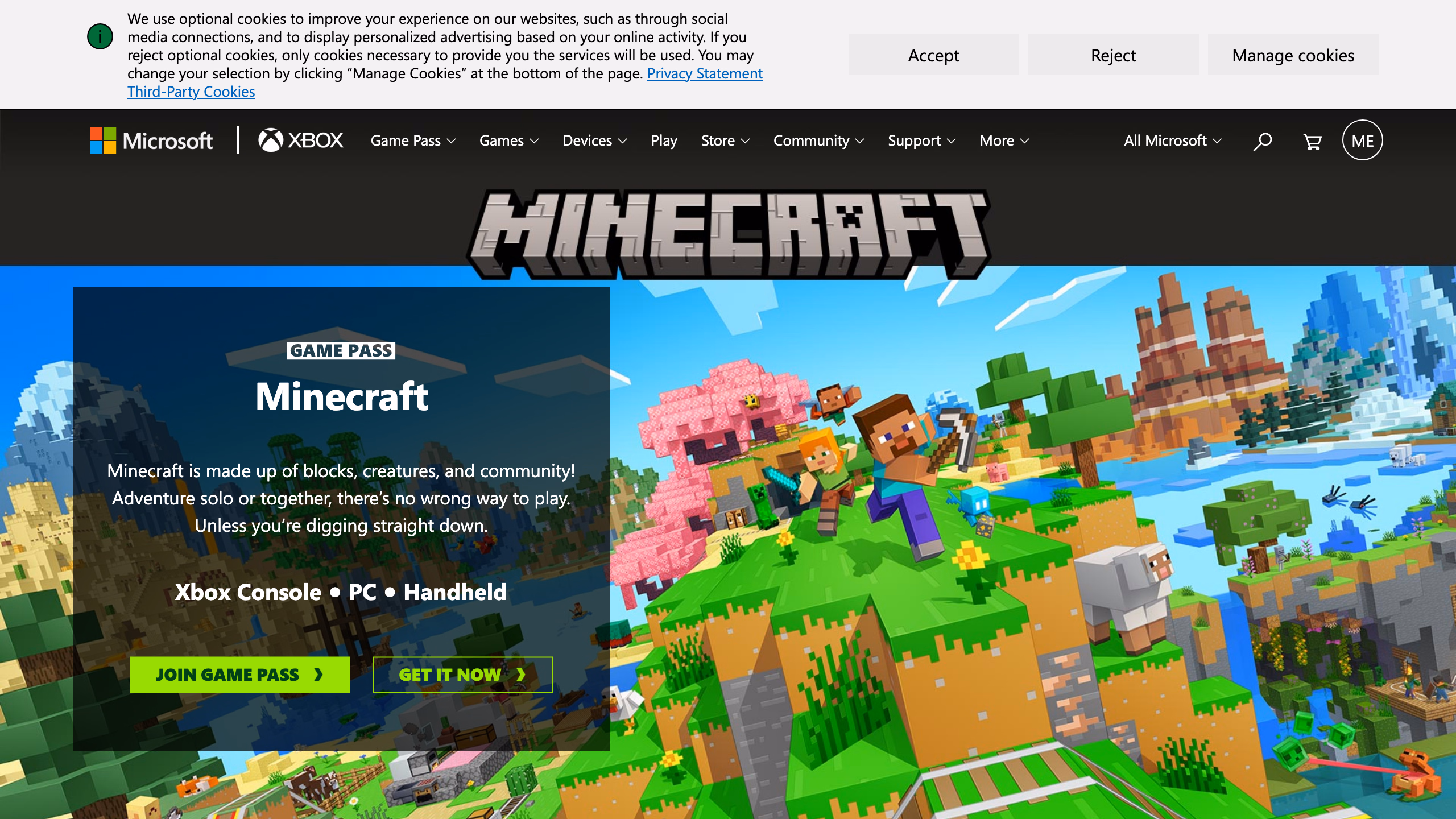 Minecraft на Xbox — официальная страница игры в экосистеме Microsoft