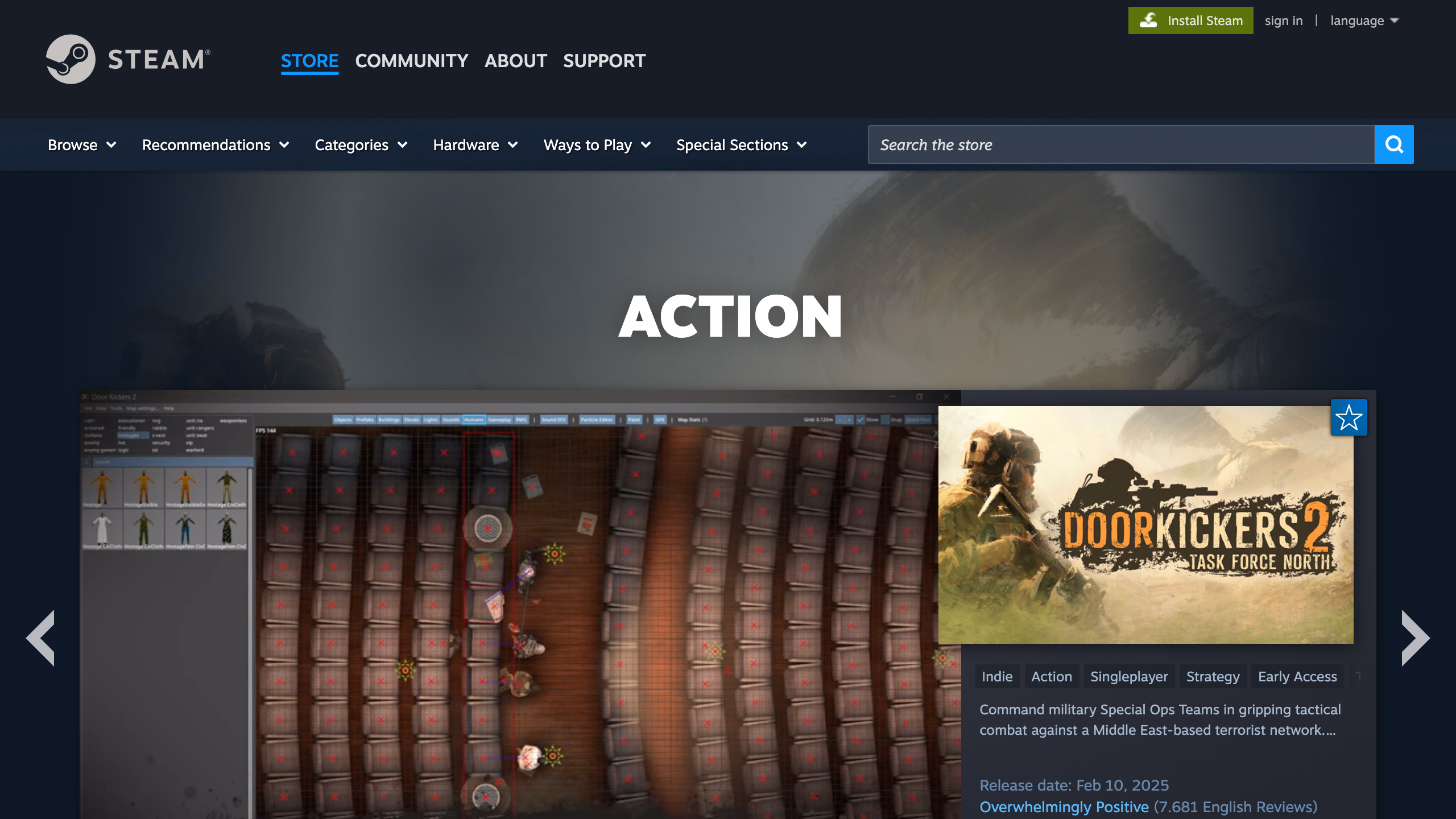 Steam Action — раздел экшен-игр в Steam Store