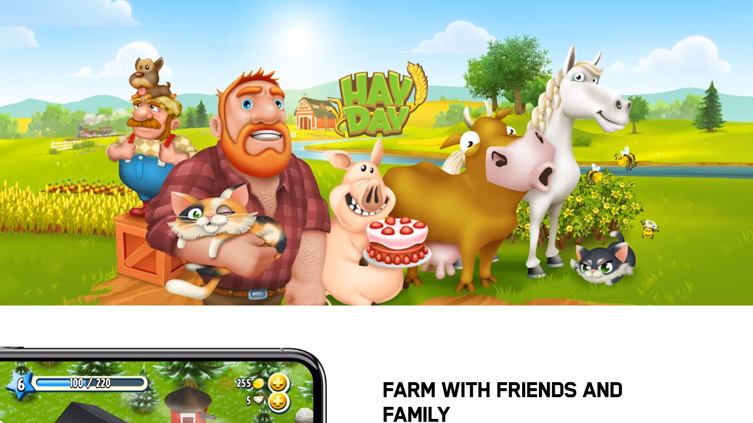 Hay Day на supercell.com — официальная страница фермерской игры от Supercell