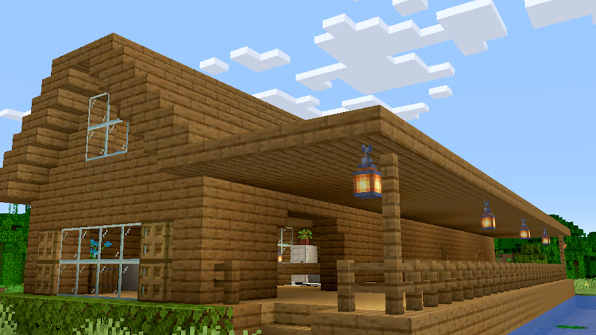 Дом у озера в Minecraft Bedrock