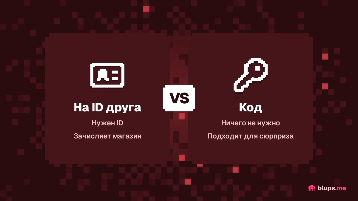 На ID друга или кодом
